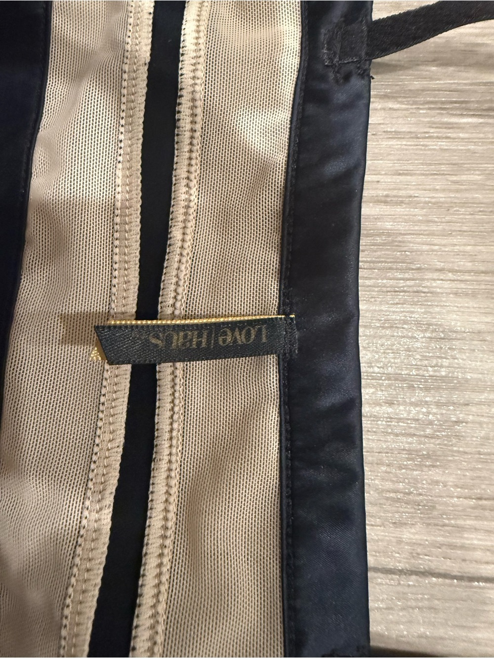 Love Haus by Beach Bunny Black and Beige Striped Bralette. XS. Like New. - Picture 3 of 4